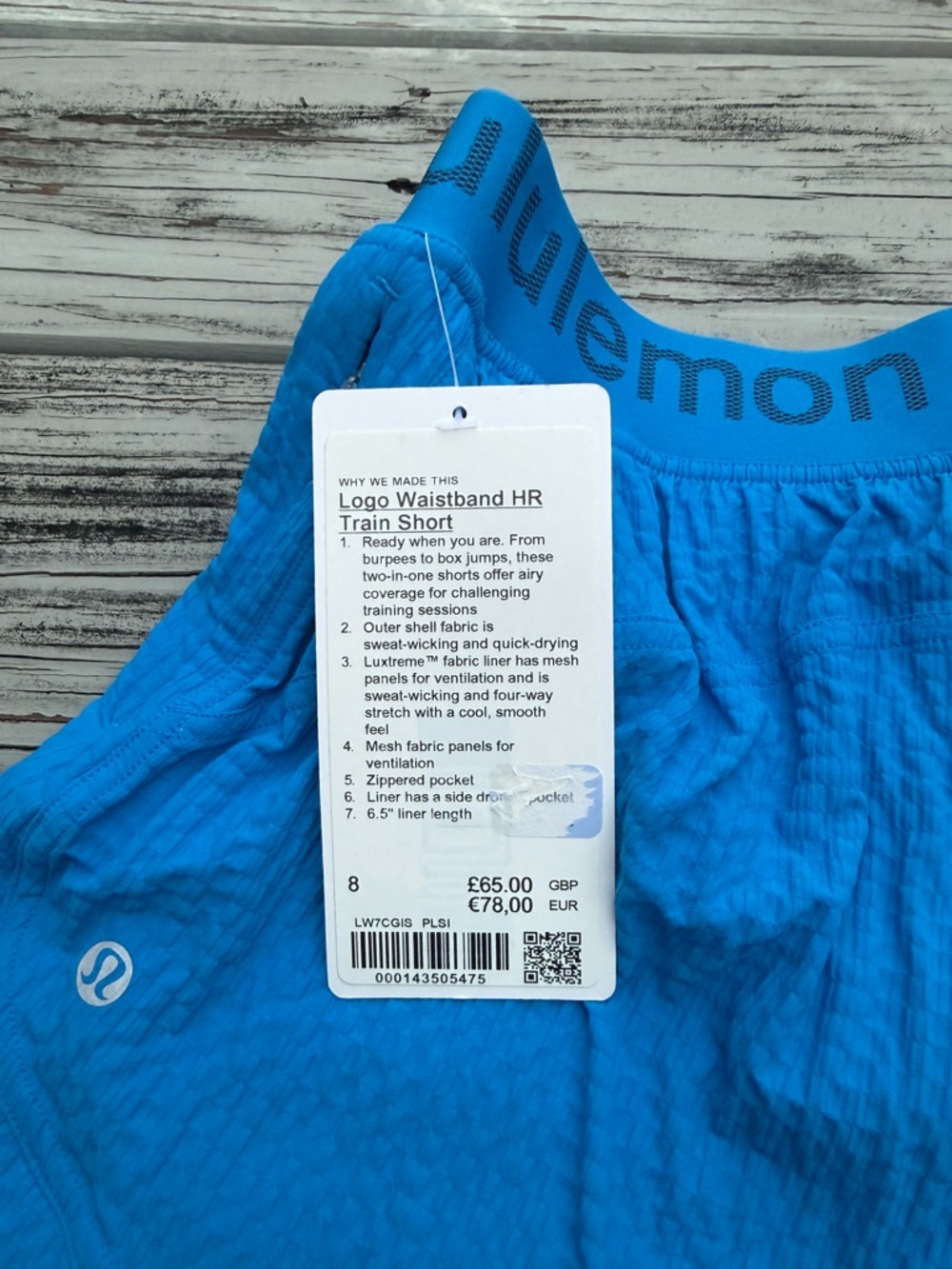 lululemon athletica High-Rise Logo Waistband Training Shorts — Poolside Blue - Picture 3 of 3